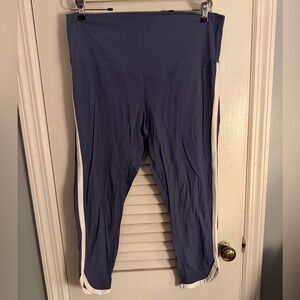 aerie Offline Purple Leggings with White Stripe